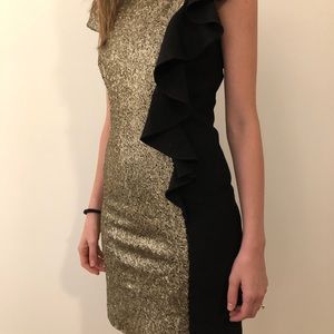 Honey gold sequin and black dress